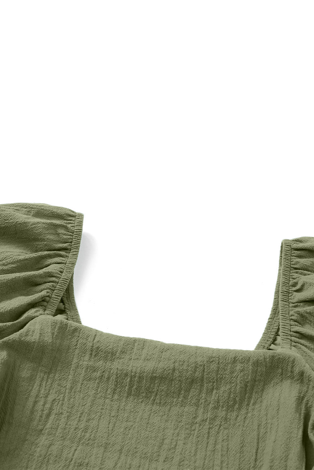Solid Square Neck Ruched Puff Sleeve Romper - Rooted & Reckless Co.