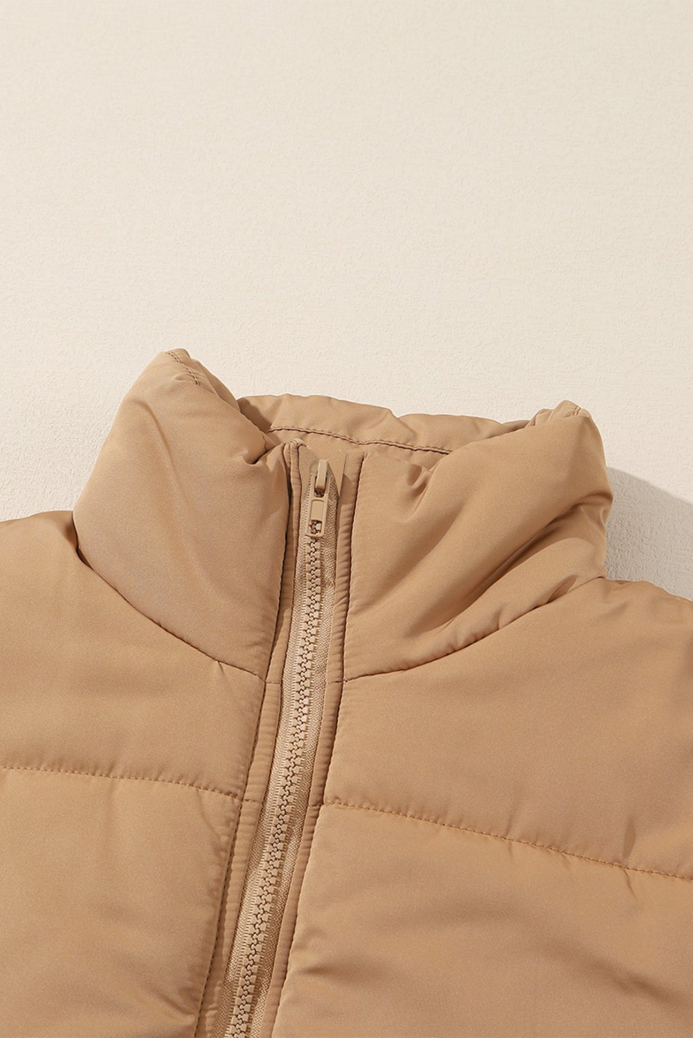 Solid Standing Collar Zip Up Oversized Puffer Vest - Rooted & Reckless Co.