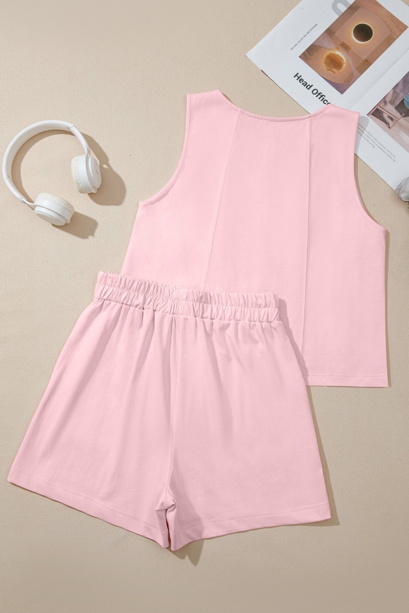 Solid Stitched Tank Top & Elastic Short Set - Rooted & Reckless Co.