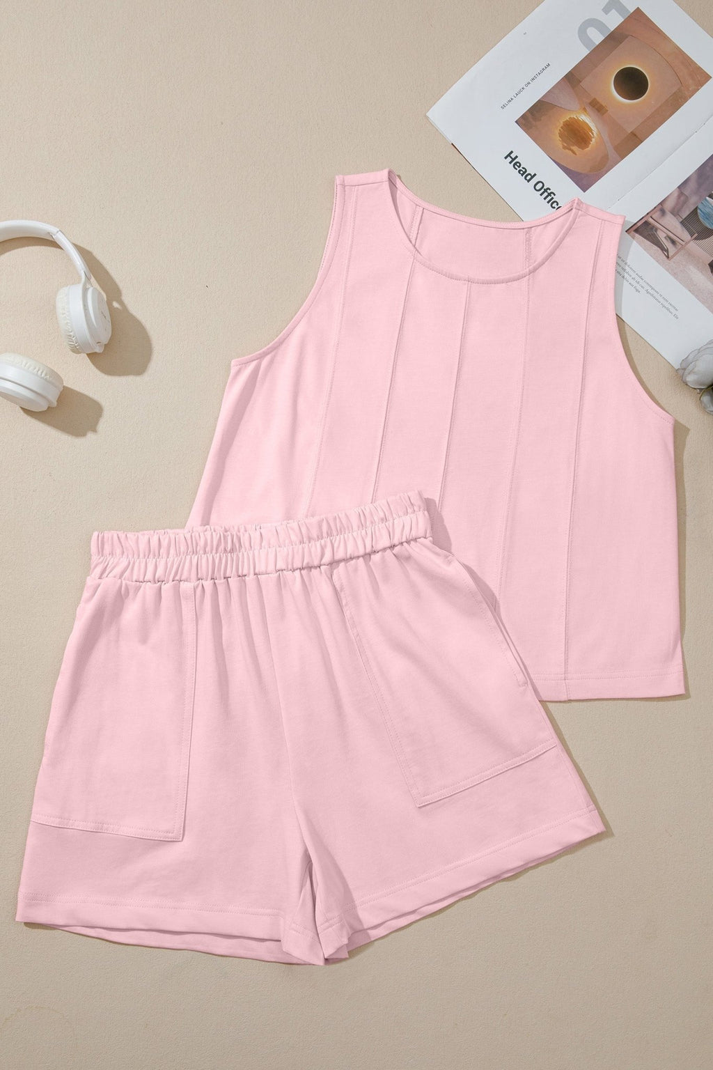 Solid Stitched Tank Top & Elastic Short Set - Rooted & Reckless Co.