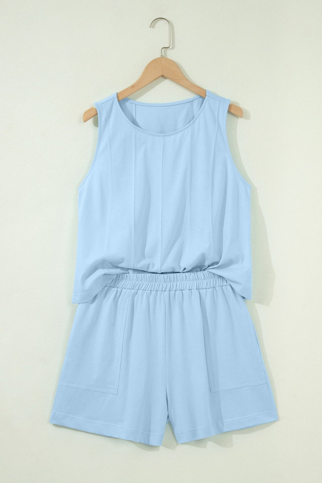 Solid Stitched Tank Top & Elastic Short Set - Rooted & Reckless Co.