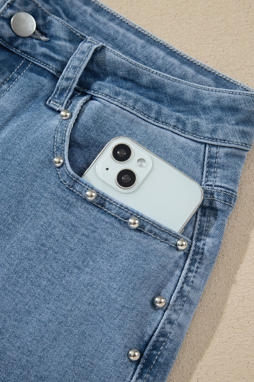 Solid Studded Side Seam Ankle Length Jeans - Rooted & Reckless Co.