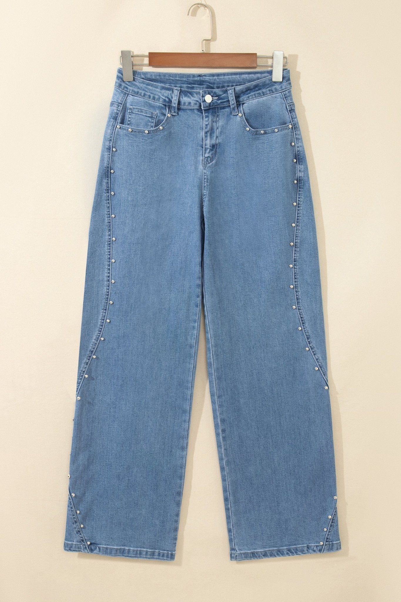 Solid Studded Side Seam Ankle Length Jeans - Rooted & Reckless Co.