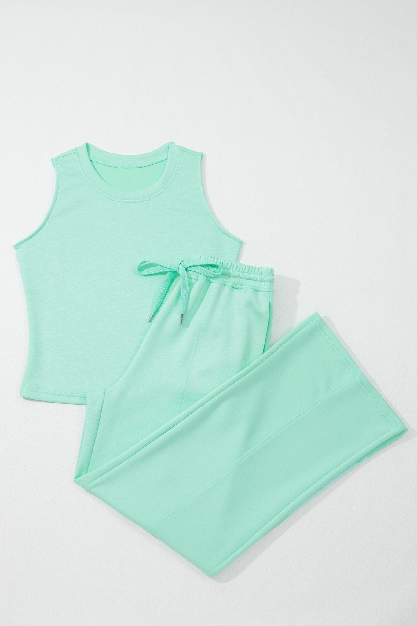 Solid Tank Top & Drawstring Elastic Waist Pants - Rooted & Reckless Co.