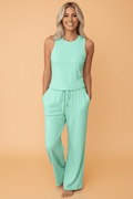 Solid Tank Top & Drawstring Elastic Waist Pants - Rooted & Reckless Co.