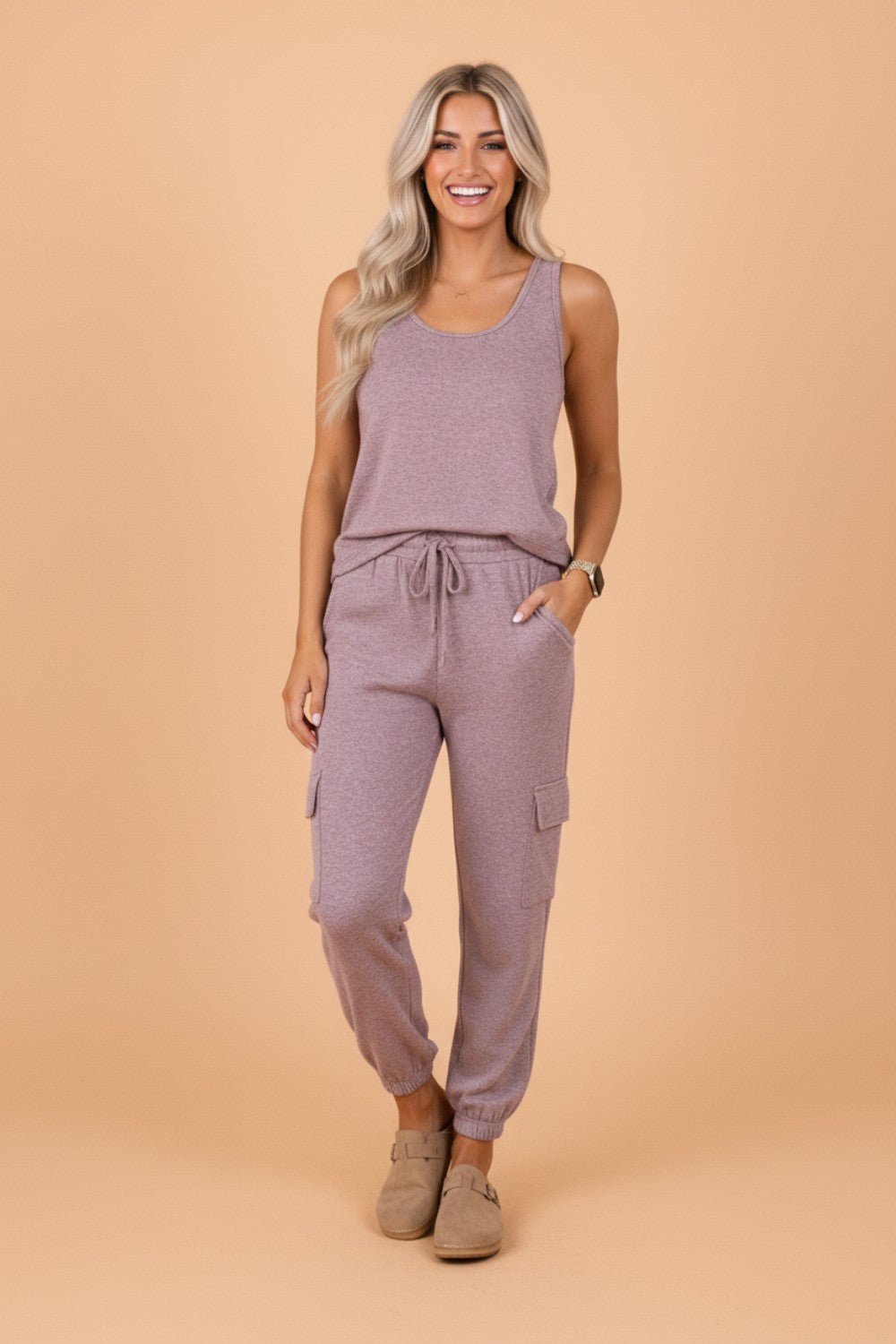 Solid Tank Top & Drawstring Jogger Pants Set - Rooted & Reckless Co.