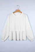 Solid Textured Drop Shoulder Peplum Top - Rooted & Reckless Co.