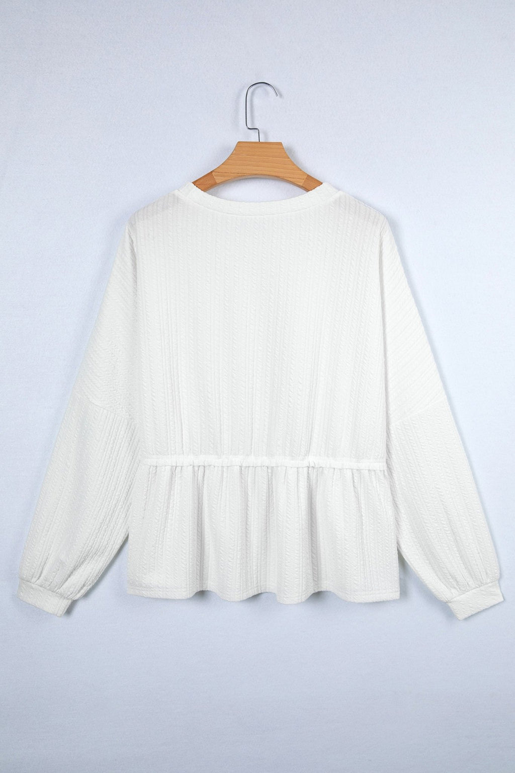 Solid Textured Drop Shoulder Peplum Top - Rooted & Reckless Co.