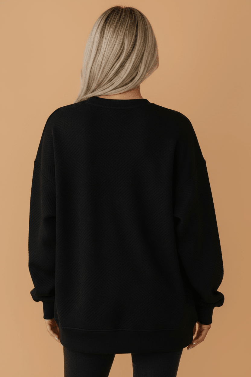 Solid Textured Drop Shoulder Sweatshirt w/ Pockets - Rooted & Reckless Co.