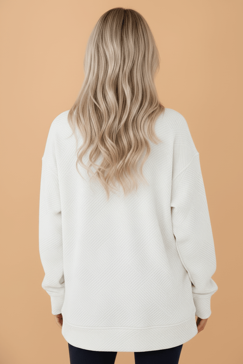Solid Textured Drop Shoulder Sweatshirt w/ Pockets - Rooted & Reckless Co.