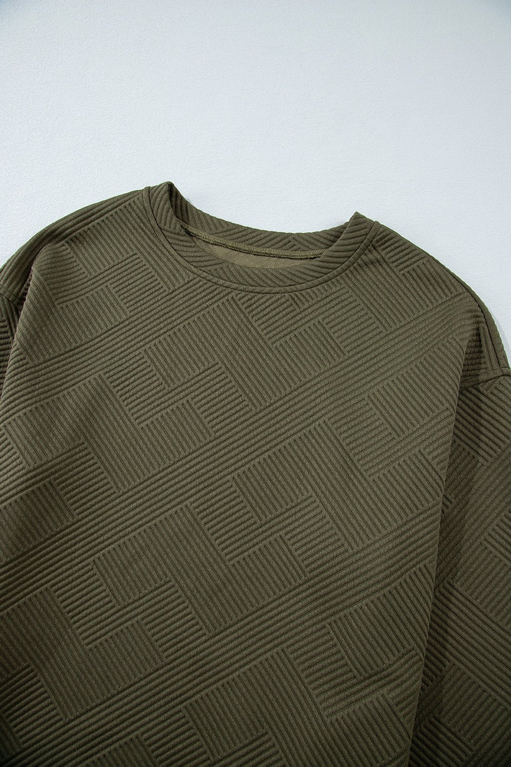 Solid Textured Drop Shoulder Sweatshirt w/ Pockets - Rooted & Reckless Co.