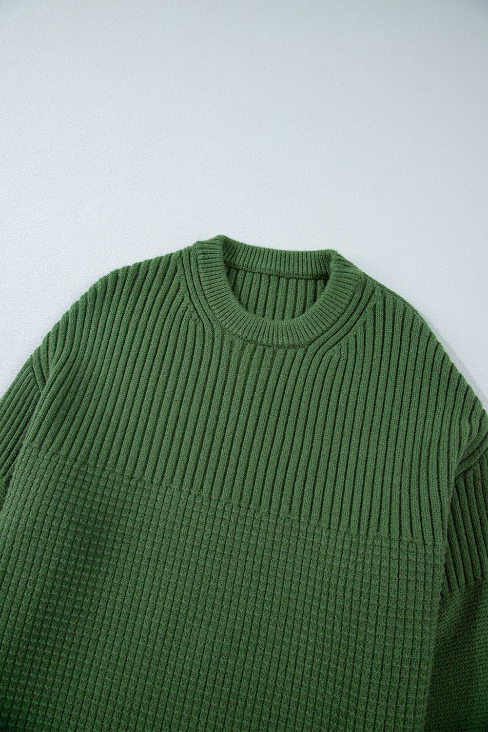 Solid Textured Knit Crewneck Sweater - Rooted & Reckless Co.