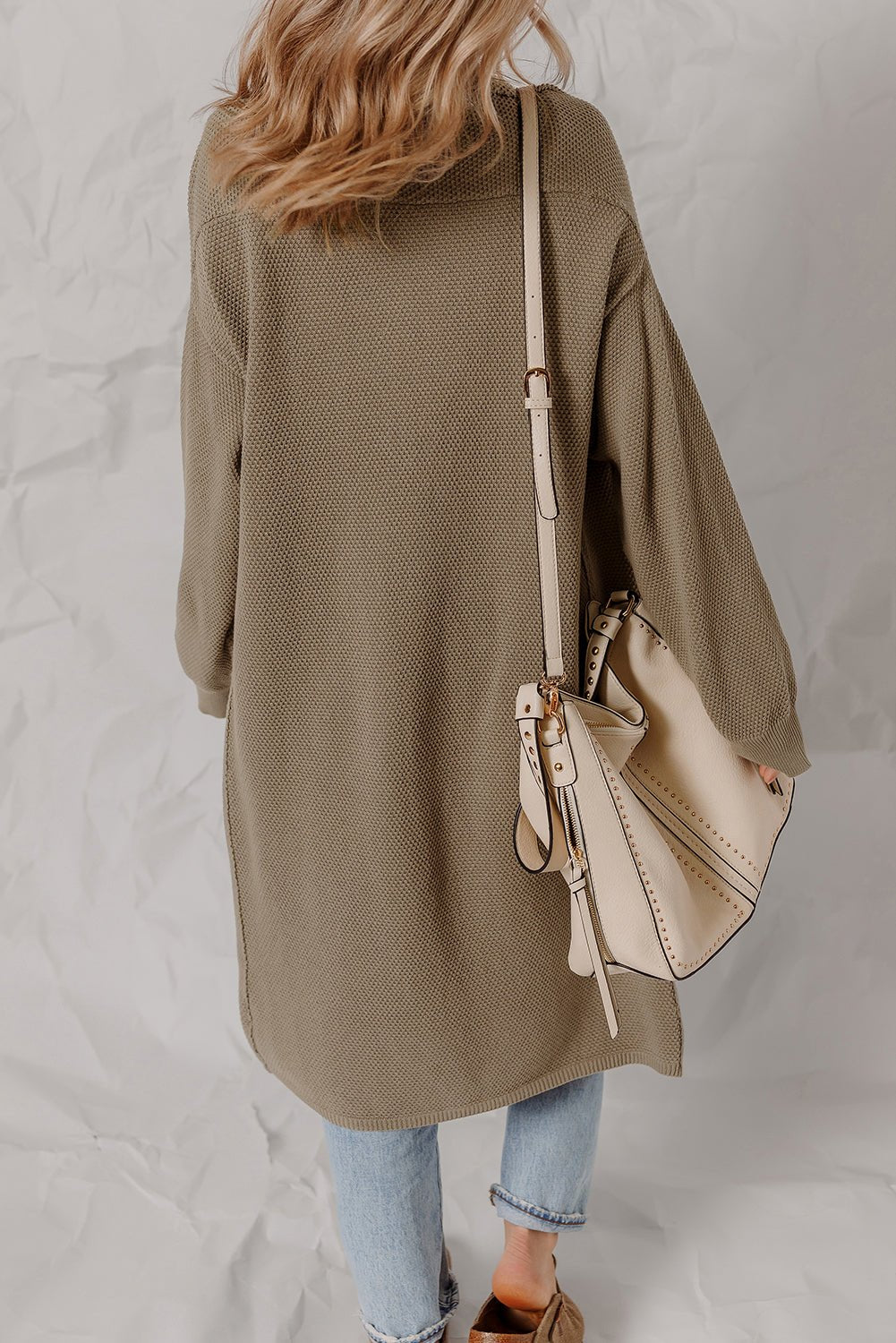 Solid Textured Knit Open-Front Sweater Cardigan - Rooted & Reckless Co.