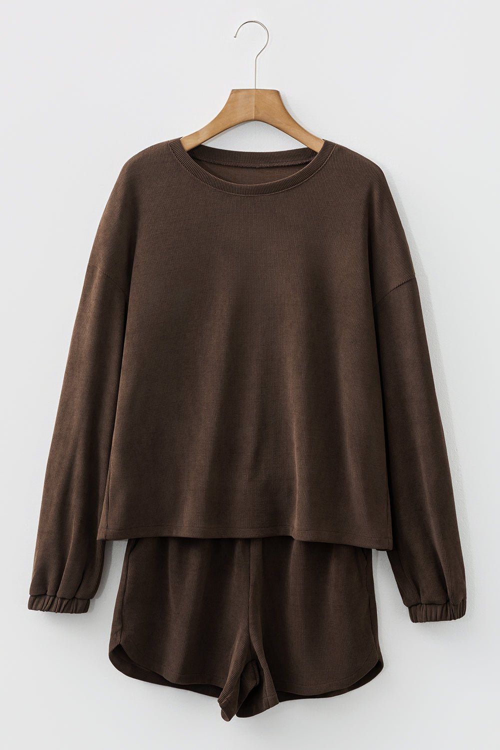 Solid Textured Knit Pullover and Shorts Set - Rooted & Reckless Co.