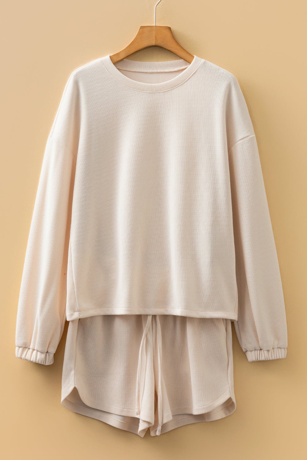 Solid Textured Knit Pullover and Shorts Set - Rooted & Reckless Co.