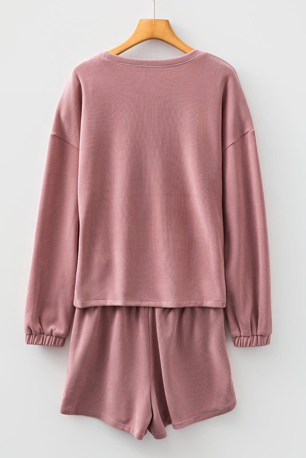 Solid Textured Knit Pullover and Shorts Set - Rooted & Reckless Co.