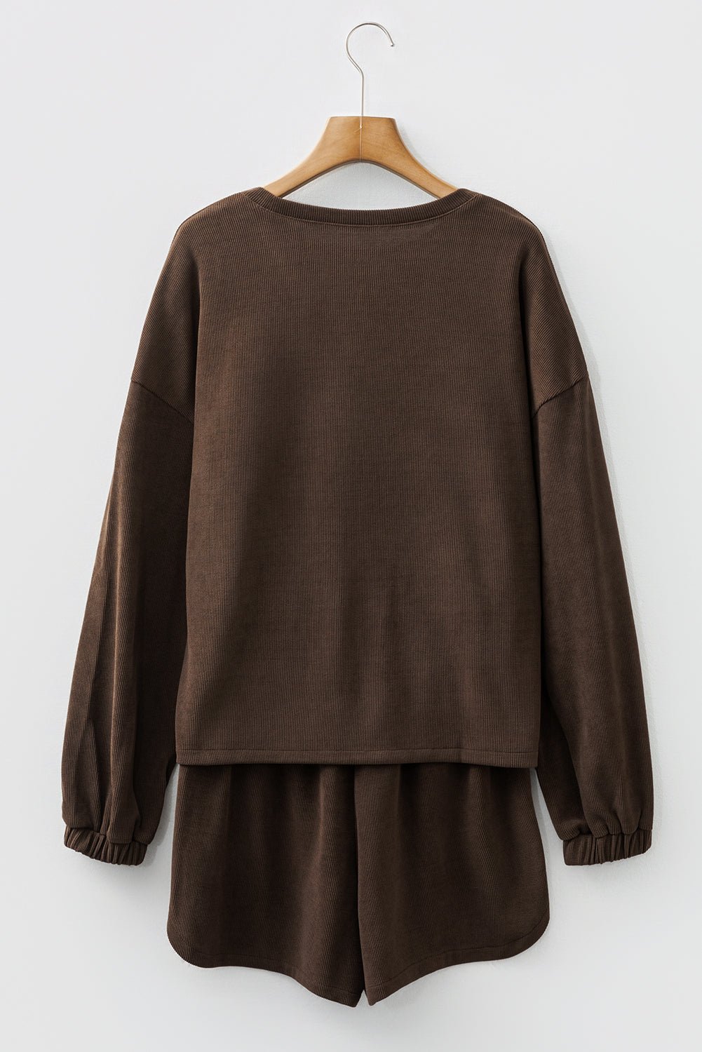 Solid Textured Knit Pullover and Shorts Set - Rooted & Reckless Co.