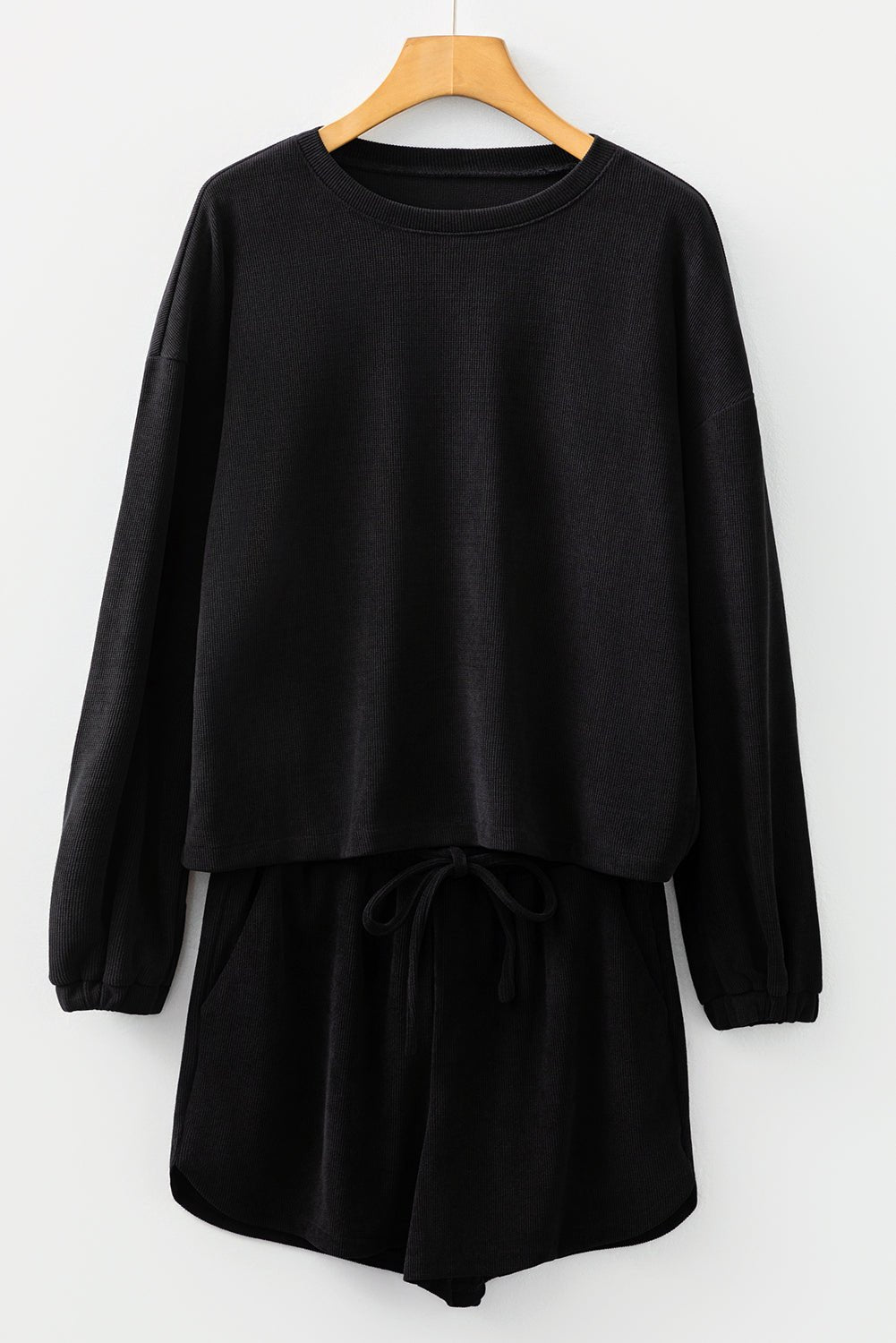 Solid Textured Knit Pullover and Shorts Set - Rooted & Reckless Co.