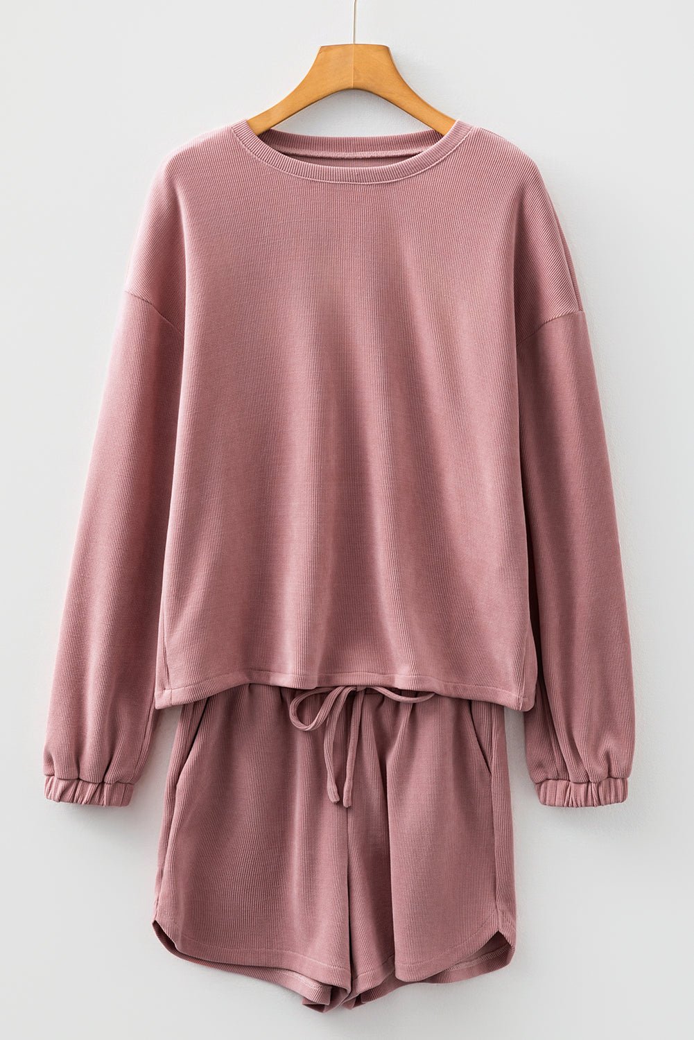 Solid Textured Knit Pullover and Shorts Set - Rooted & Reckless Co.