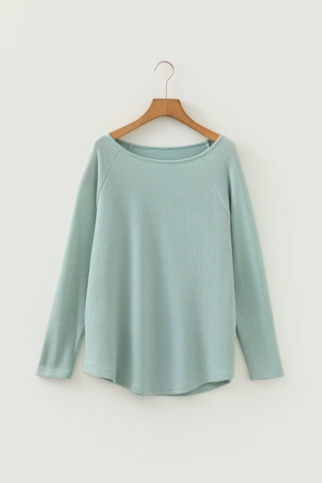 Solid Textured Knit Raglan Long Sleeve Top - Rooted & Reckless Co.