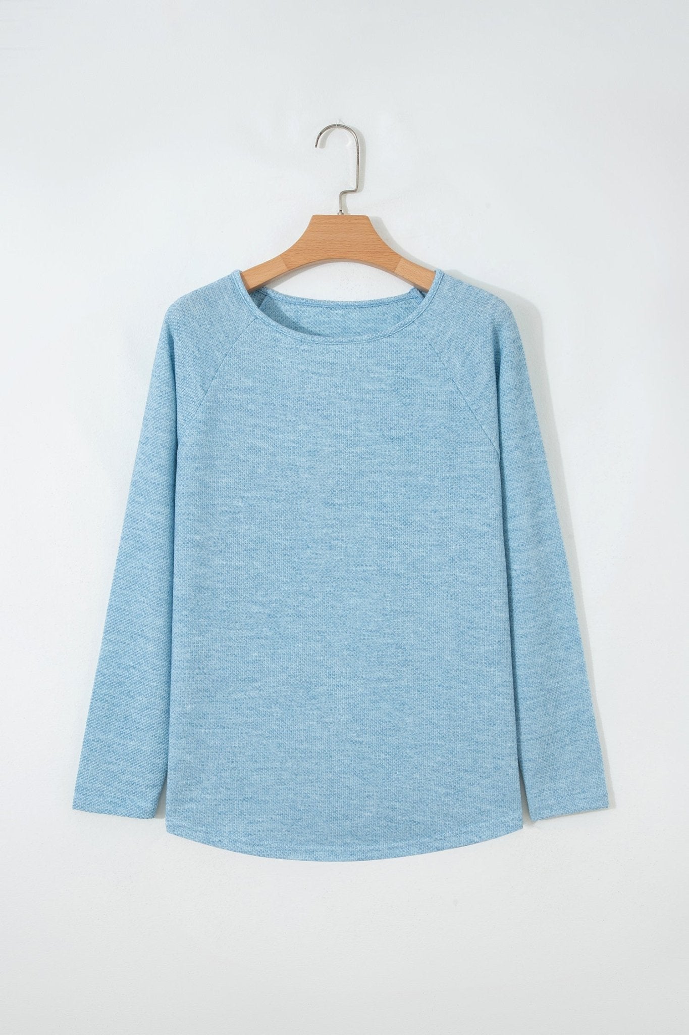 Solid Textured Knit Raglan Long Sleeve Top - Rooted & Reckless Co.