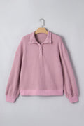 Solid Textured Knit Snap Button Collar Top - Rooted & Reckless Co.