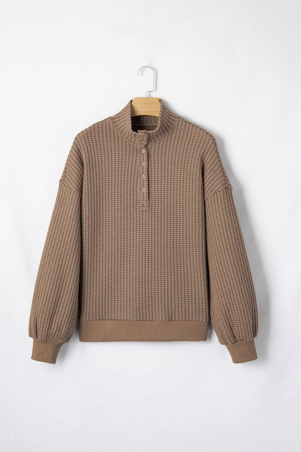 Solid Textured Knit Snap Button Collar Top - Rooted & Reckless Co.