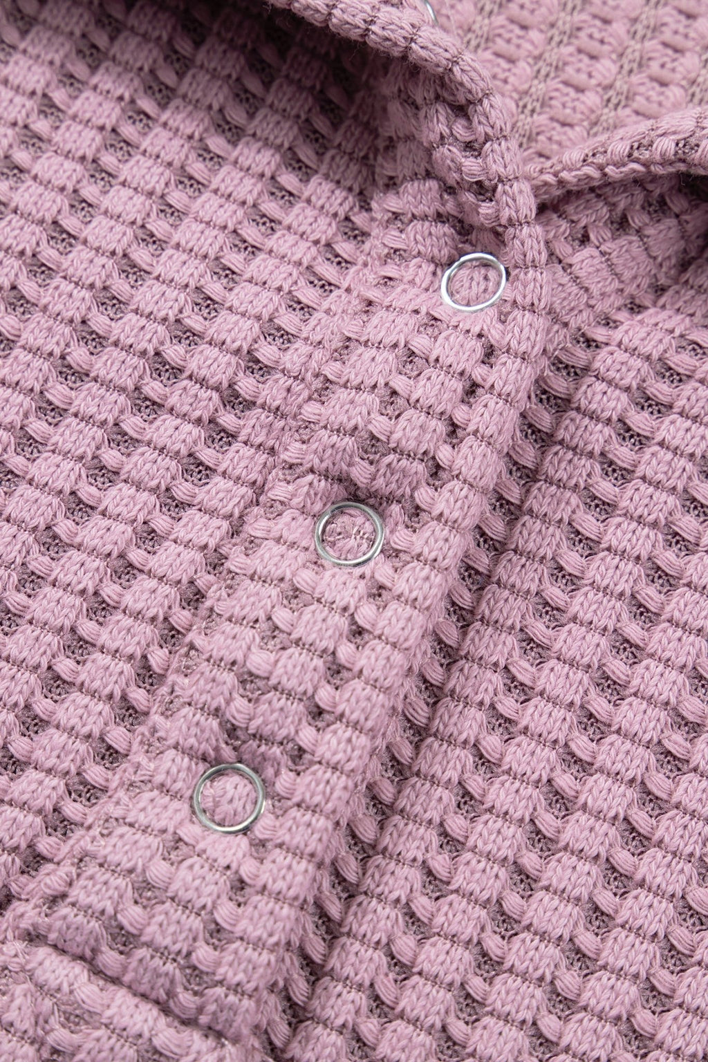 Solid Textured Knit Snap Button Collar Top - Rooted & Reckless Co.