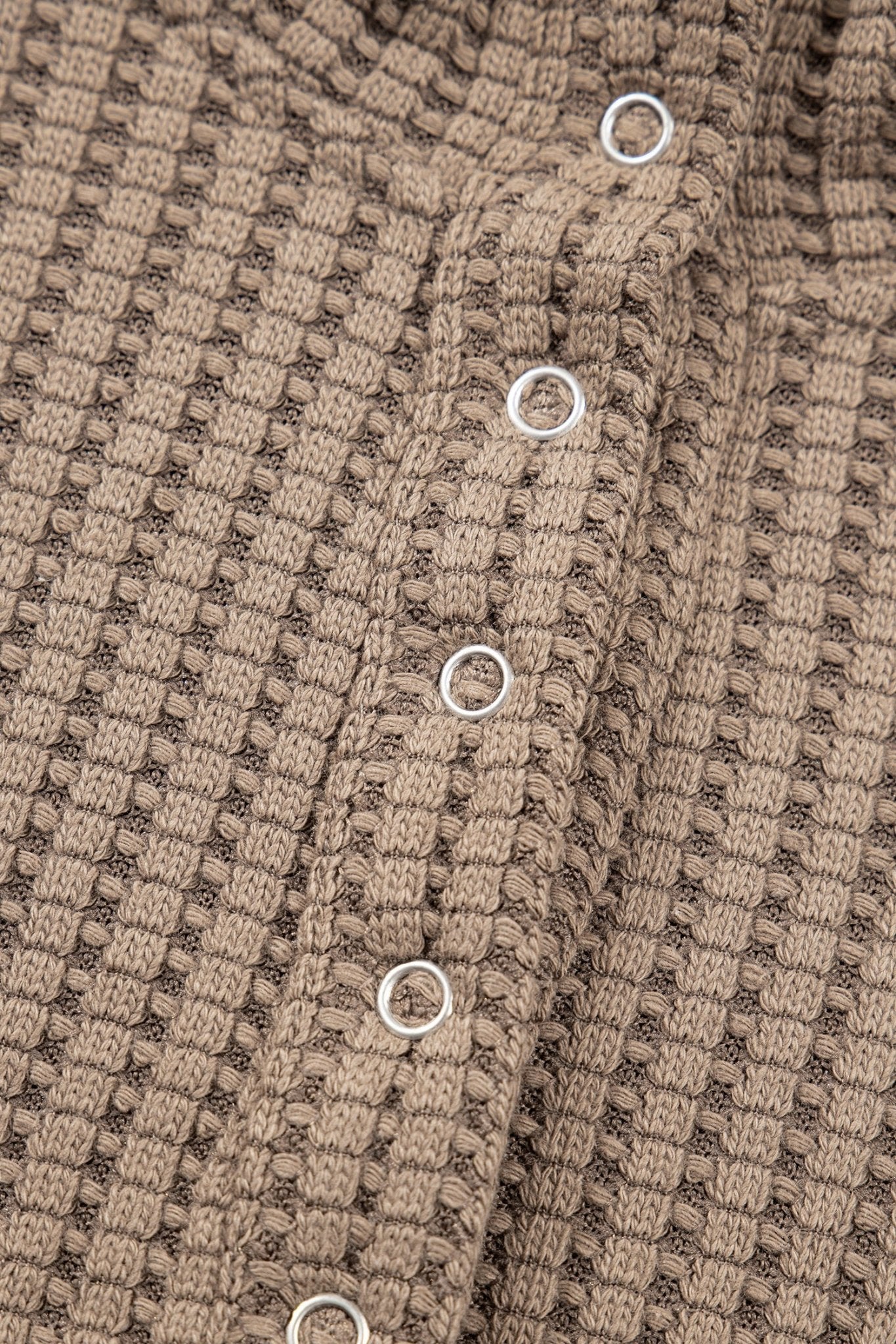 Solid Textured Knit Snap Button Collar Top - Rooted & Reckless Co.