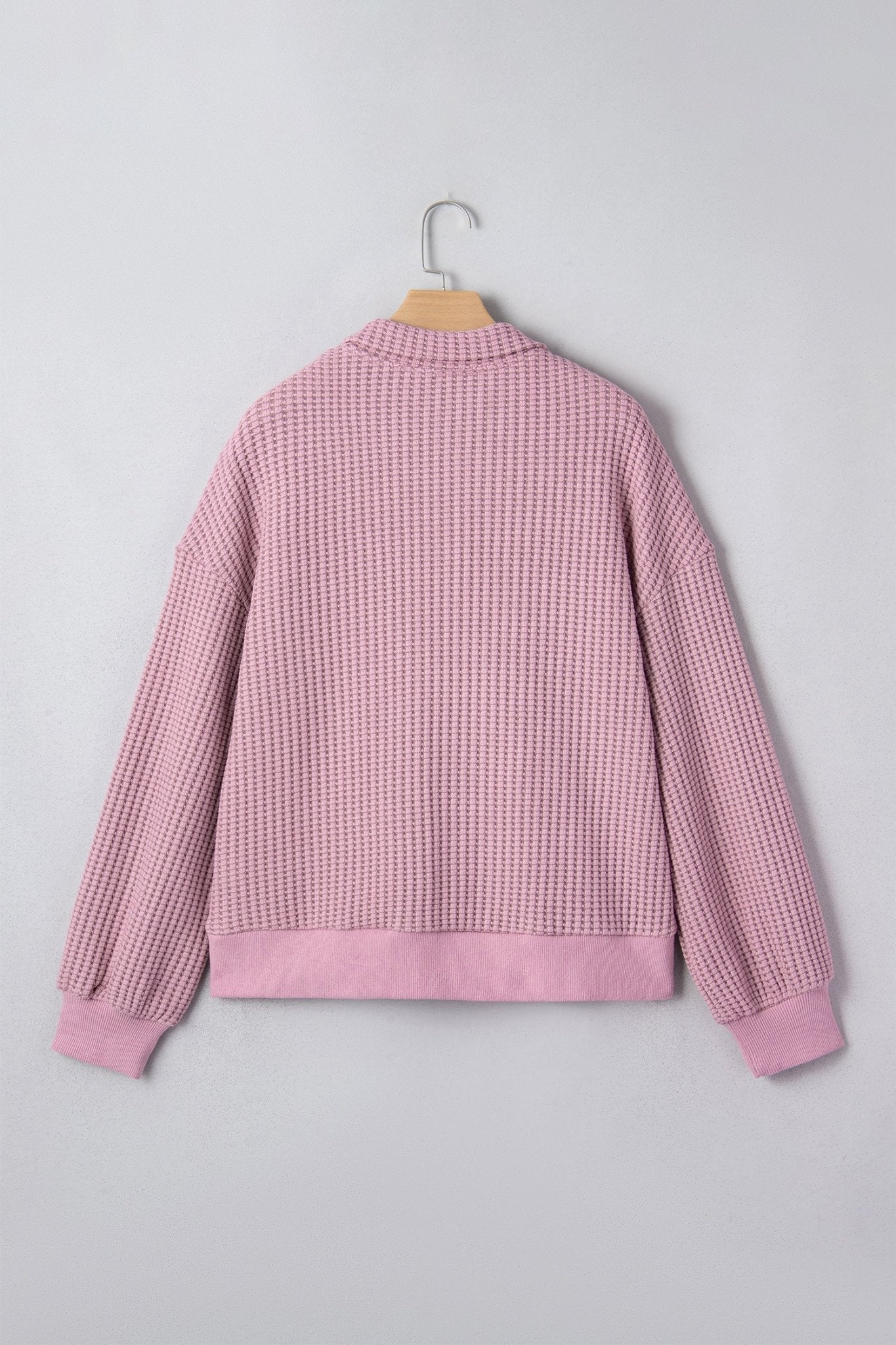 Solid Textured Knit Snap Button Collar Top - Rooted & Reckless Co.