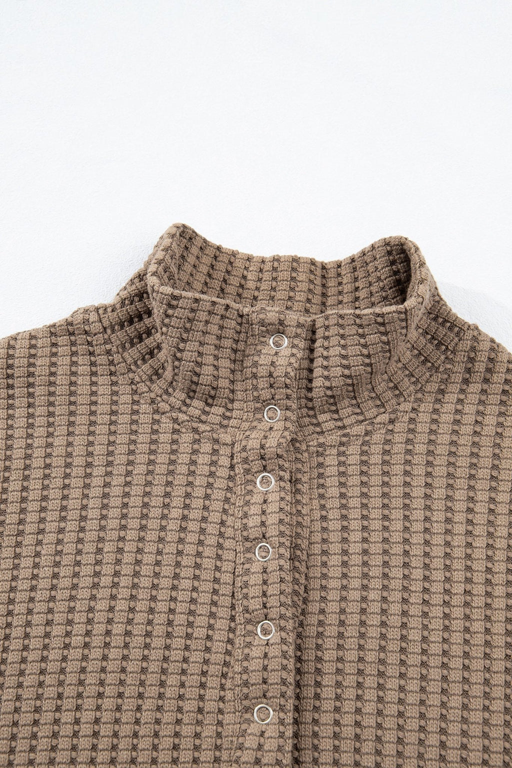 Solid Textured Knit Snap Button Collar Top - Rooted & Reckless Co.