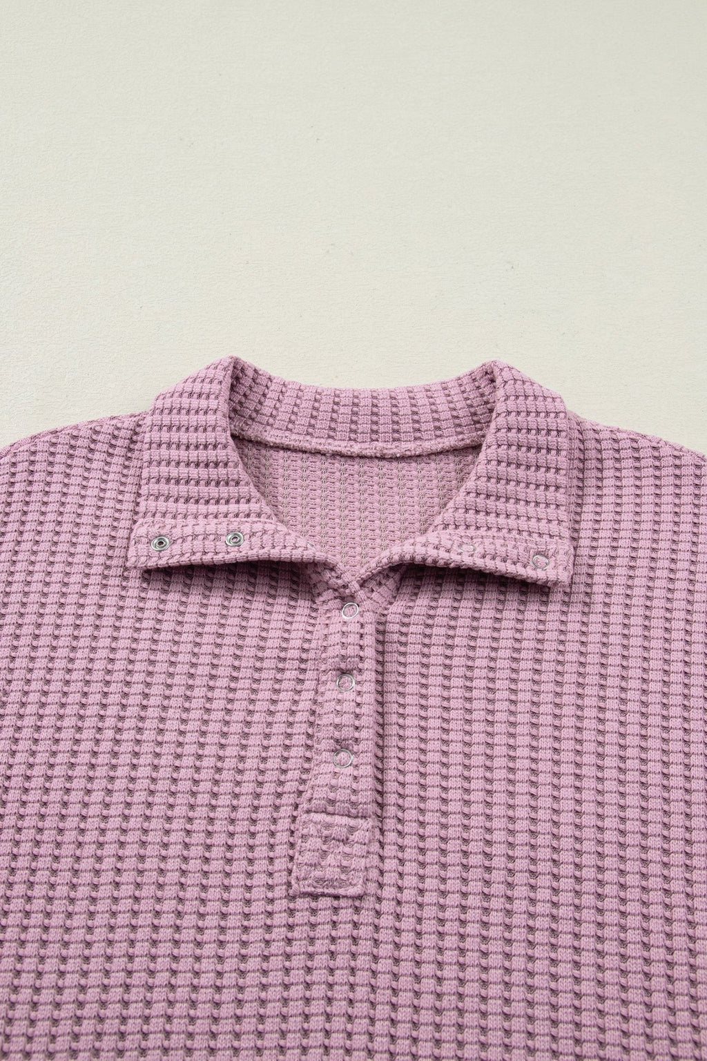 Solid Textured Knit Snap Button Collar Top - Rooted & Reckless Co.