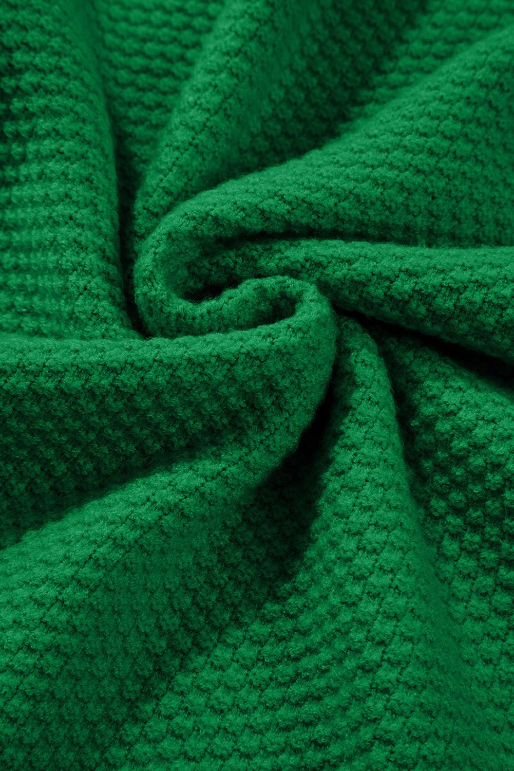 Solid Textured Knit Split Cuff Drop Shoulder Sweater - Rooted & Reckless Co.