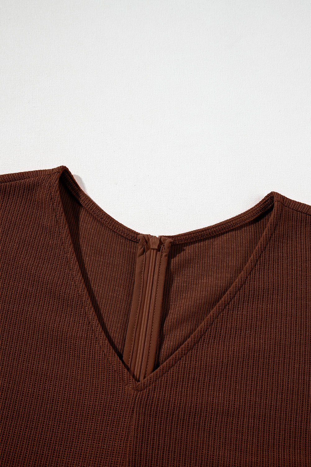 Solid Textured Knit V-Neck Zip Up Romper - Rooted & Reckless Co.