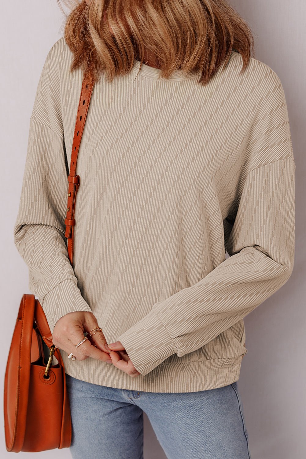 Solid Textured Long Sleeve Top - Rooted & Reckless Co.