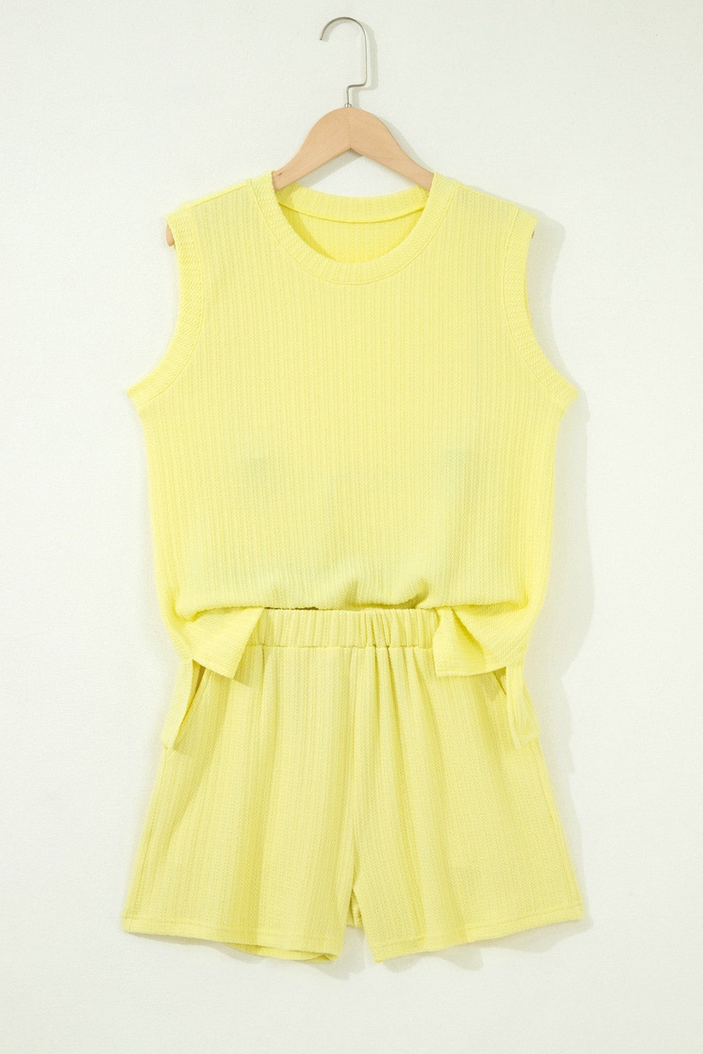 Solid Textured Loose Tank Top & Shorts Set - Rooted & Reckless Co.