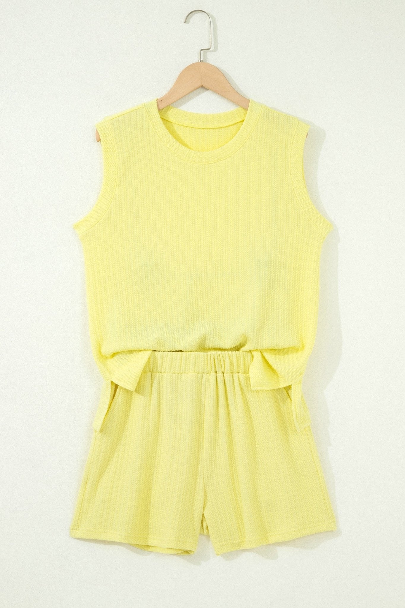 Solid Textured Loose Tank Top & Shorts Set - Rooted & Reckless Co.