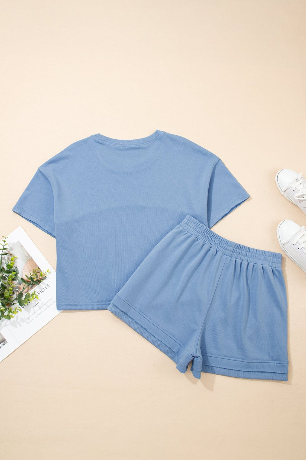 Solid Textured Raw Edge Top and Short Set - Rooted & Reckless Co.