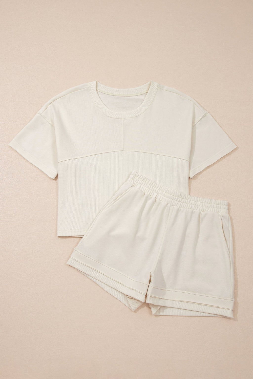 Solid Textured Raw Edge Top and Short Set - Rooted & Reckless Co.
