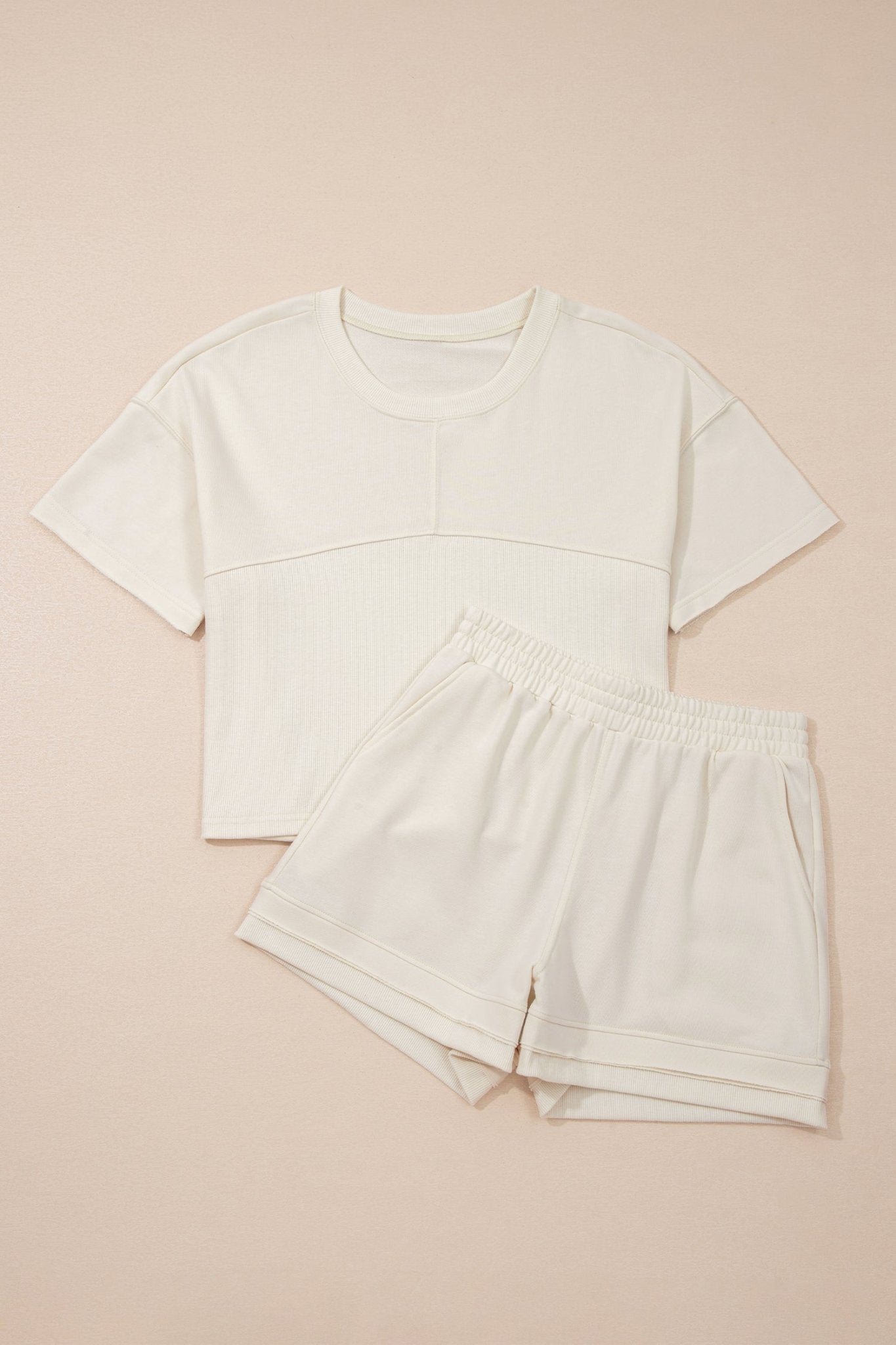 Solid Textured Raw Edge Top and Short Set - Rooted & Reckless Co.