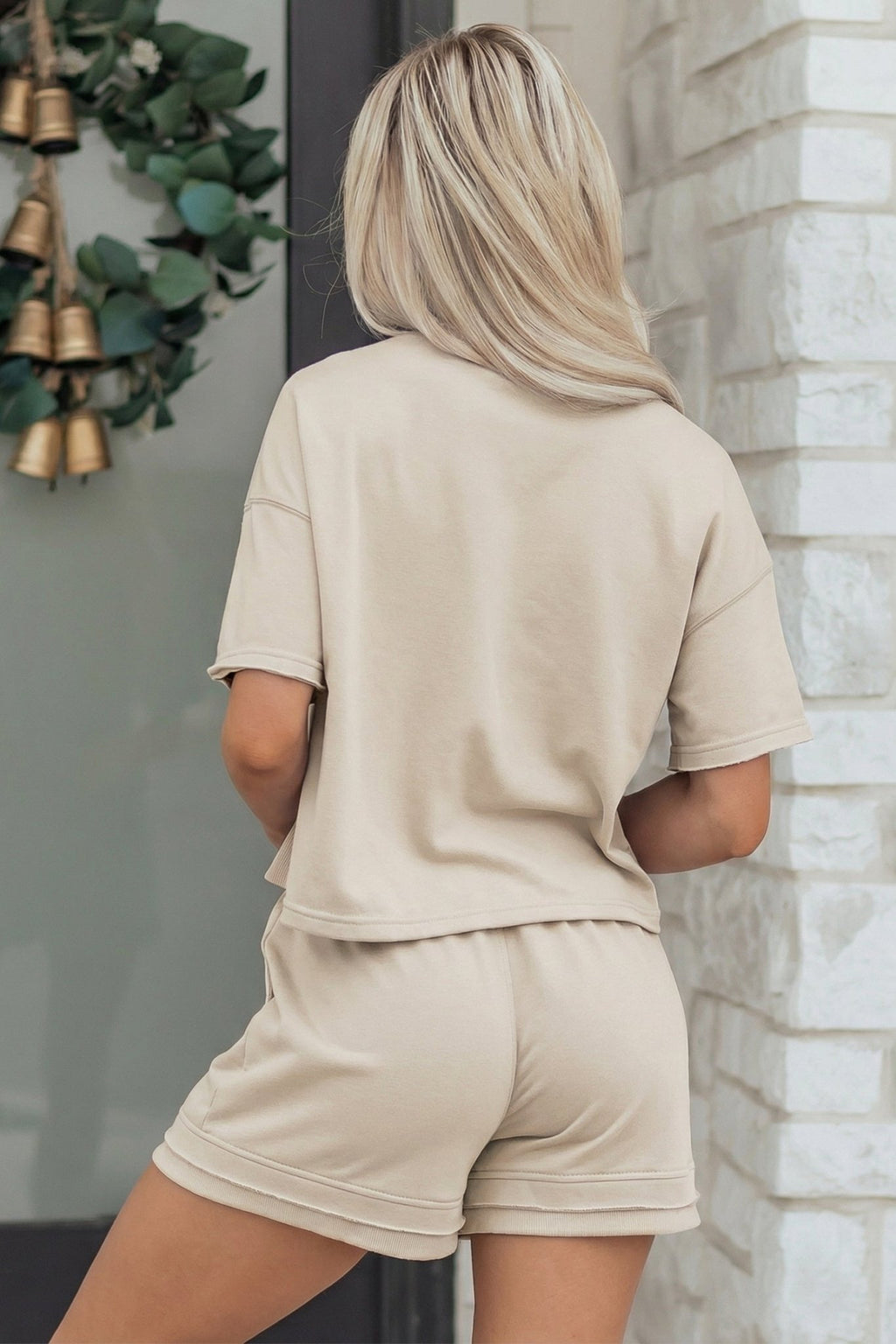Solid Textured Raw Edge Top and Short Set - Rooted & Reckless Co.