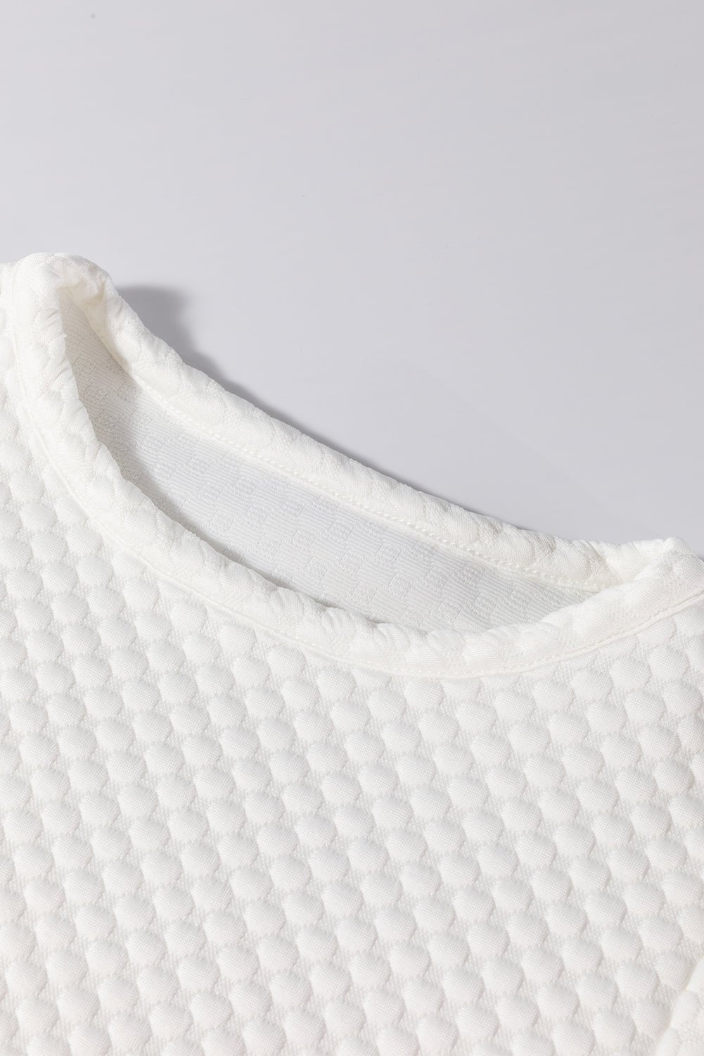 Solid Textured Round Neck Puff Sleeve Blouse - Rooted & Reckless Co.