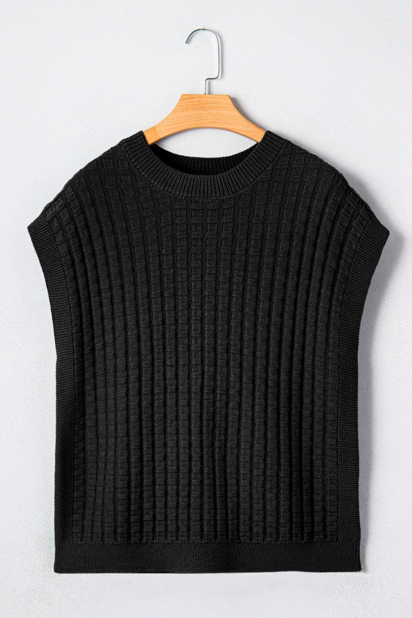 Solid Textured Round Neck Short Sleeve Sweater - Rooted & Reckless Co.