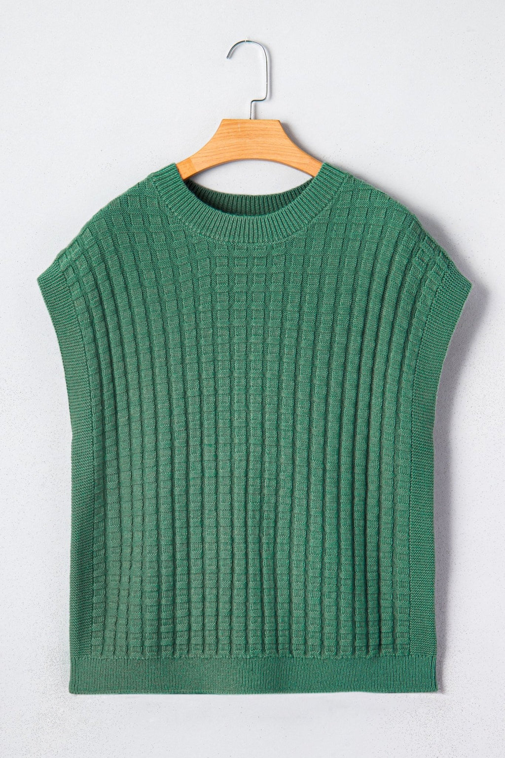 Solid Textured Round Neck Short Sleeve Sweater - Rooted & Reckless Co.