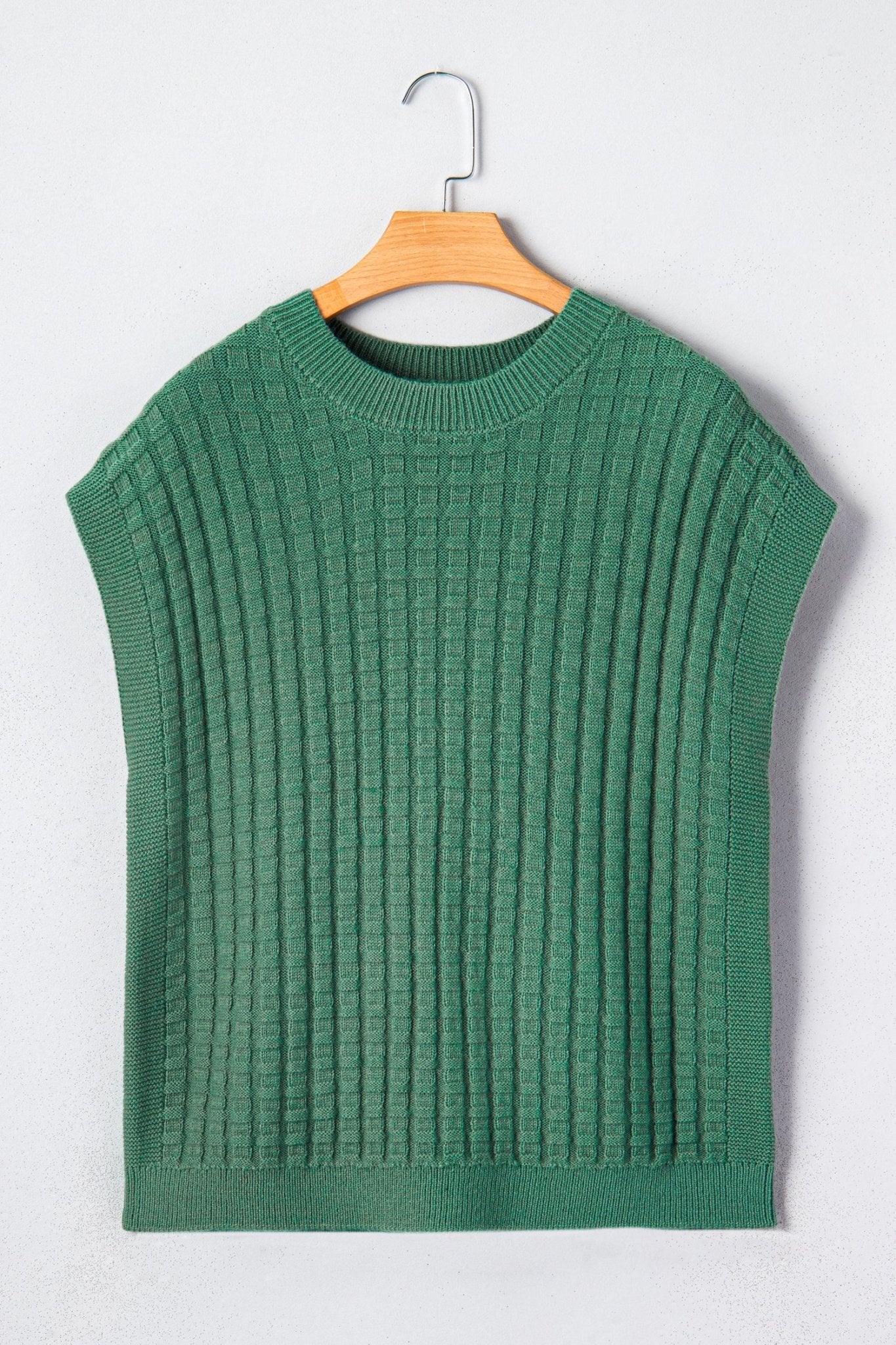 Solid Textured Round Neck Short Sleeve Sweater - Rooted & Reckless Co.