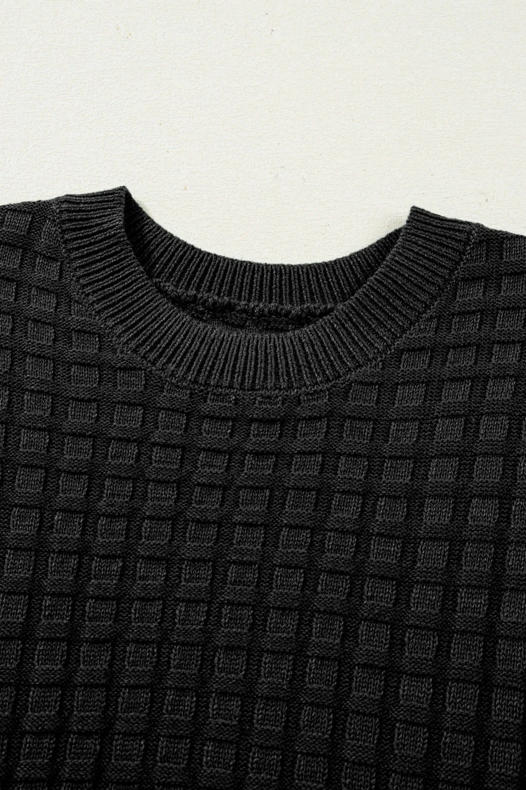 Solid Textured Round Neck Short Sleeve Sweater - Rooted & Reckless Co.