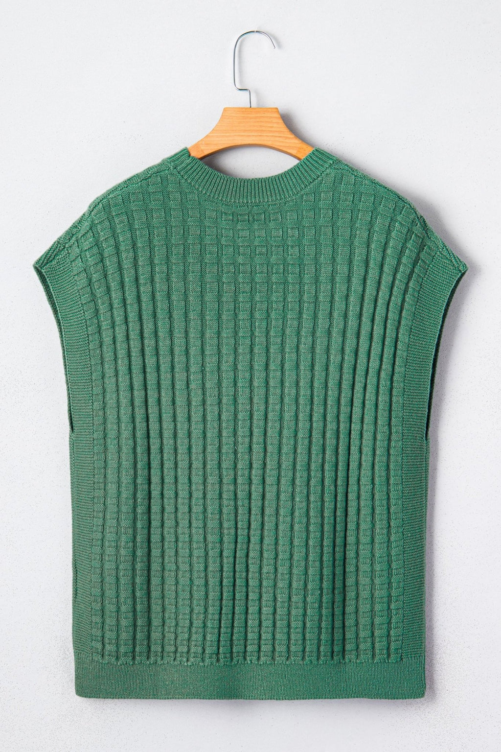 Solid Textured Round Neck Short Sleeve Sweater - Rooted & Reckless Co.