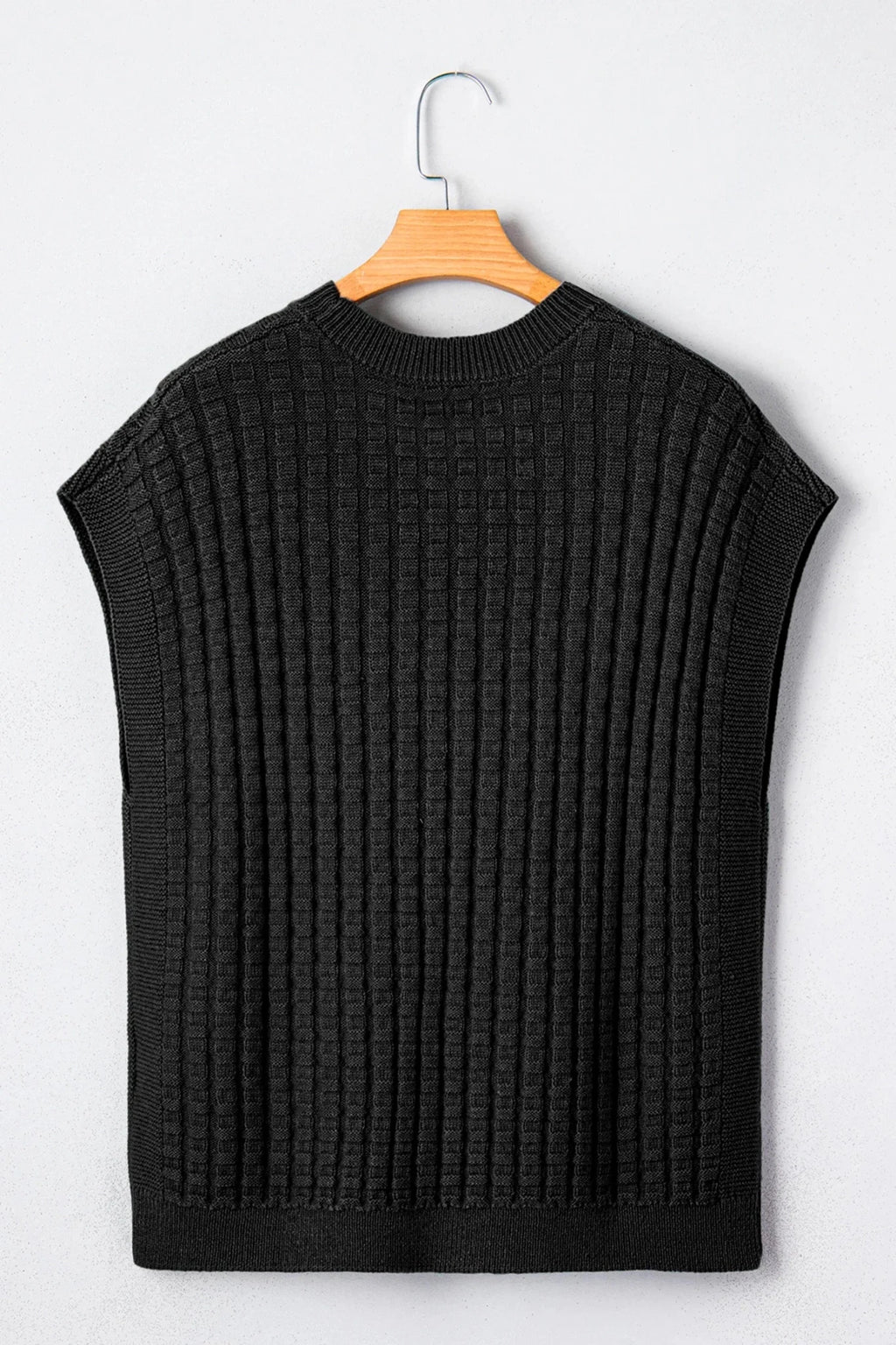 Solid Textured Round Neck Short Sleeve Sweater - Rooted & Reckless Co.