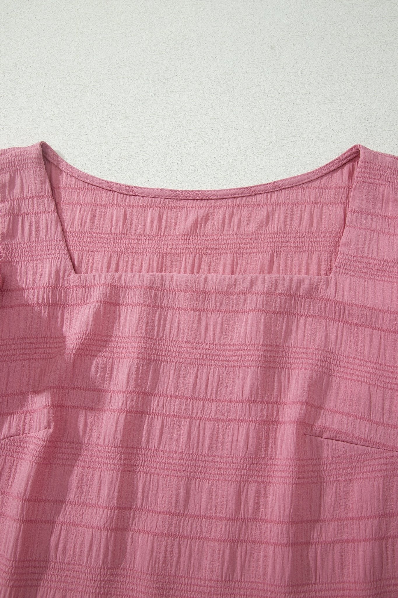 Solid Textured Square Neck Top & Shorts Set - Rooted & Reckless Co.