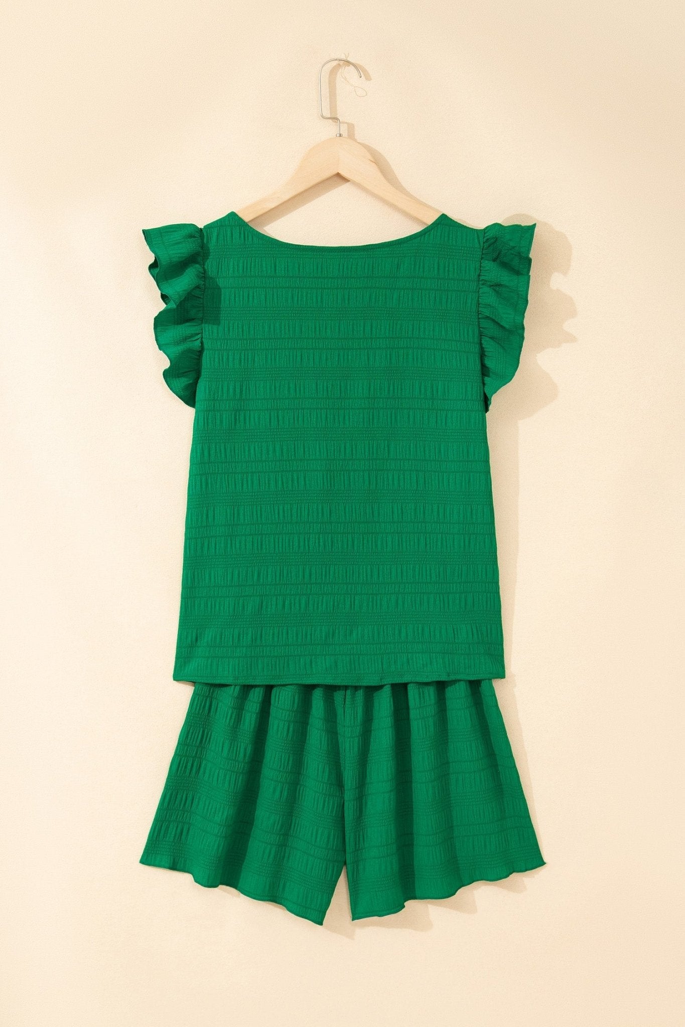 Solid Textured Square Neck Top & Shorts Set - Rooted & Reckless Co.